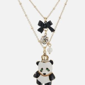 Betsey Johnson Black and White Panda Necklace